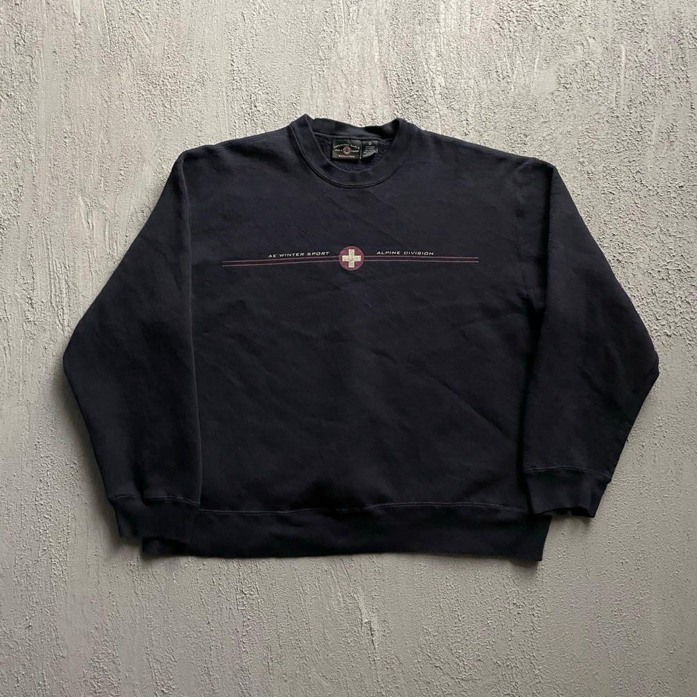 Vintage Winter Sport Alpine Division Sweatshirt Men L Black Y2K American Eagle
